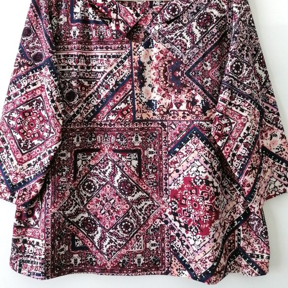 Allison Daley Womens Multicolor 3/4 Sleeve Geometric Boho Blouse Top Size XL - Picture 3 of 7